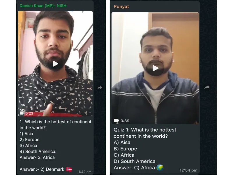 Deaf community members participating in a quiz game on WhatsApp